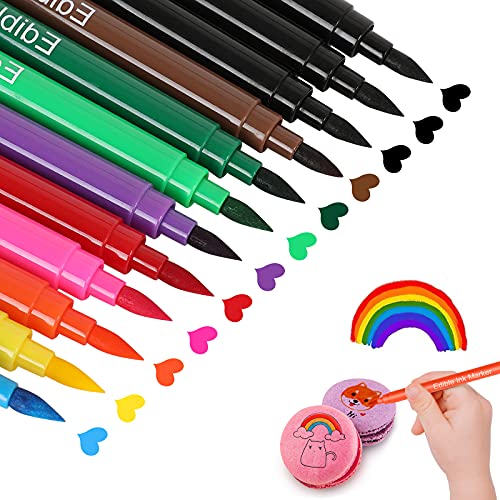 Edible Markers for Cookie Decorating12Pcs Food Coloring Pens Double Side Food Grade Pens with Fine  Thick Tip for Decorating FondantCakesCookiesEaster EggsFrostingMacaron(10 Colors)