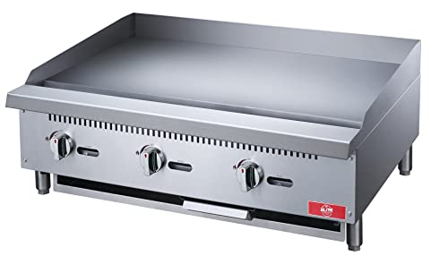 Commercial GriddleElite Kitchen Supply Countertop 36 Flat Top Grill Natural Gas (NG)  Propane Countertop Griddle with 3 Burners  90000 BTU