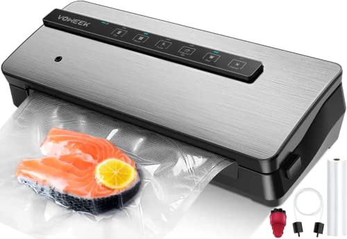 Vacuum Sealer Voweek Automatic Food Sealer with Builtin Cutter  Bag Storage Food Preservation DryMoistPulse Mode LED Indicator Light Starter Kit Compact Food Vacuum Sealer Machine Upgraded