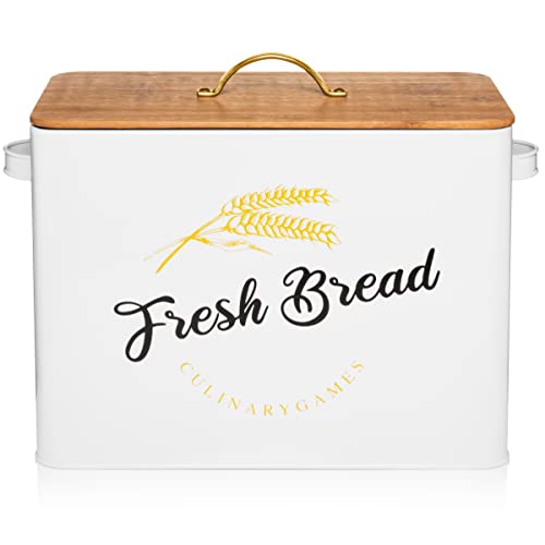 Extra Large Bread Boxes for Kitchen Counter Fits 3 Loaves  Ideal Farmhouse Bread Box for Storage and Organization  Modern White Bread Box  Vintage Breadbox for Fresher Goods