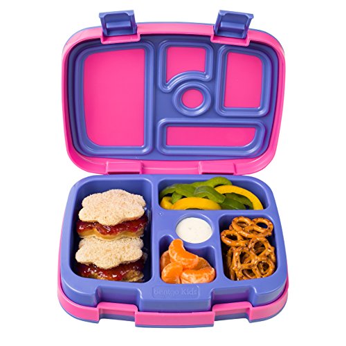 Bentgo Kids Brights LeakProof 5Compartment BentoStyle Kids Lunch Box  Ideal Portion Sizes for Ages 3 to 7 BPAFree Dishwasher Safe FoodSafe Materials (Fuchsia)