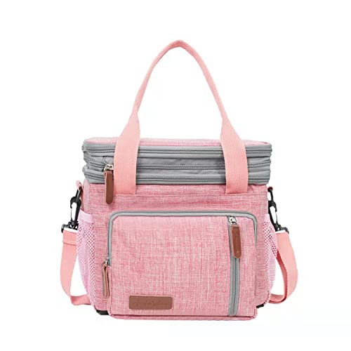 HWanss Insulated Lunch Bag for Women Cooler Lunch Box Men Leakproof Tote with Handle Shoulder Strap for Work Picnic (Pink)