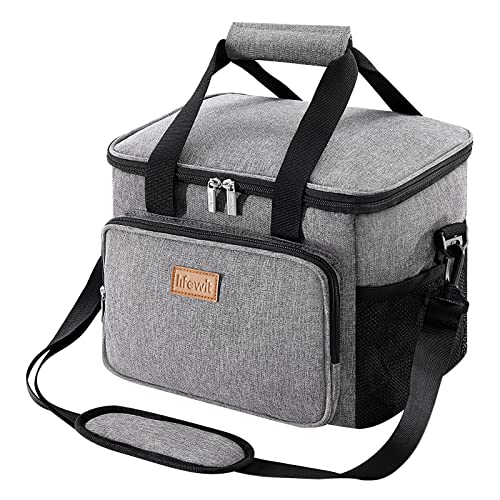 Lifewit Large Lunch Bag 24Can (15L) Insulated Lunch Box Soft Cooler Cooling Tote for Adult Men Women Grey