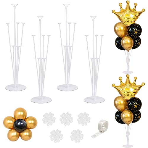 4 Sets of Table Balloon Stand Kit Balloon Sticks with Base Reusable Clear Balloon Centerpiece Stand Balloon Holder for Table Decorations for BirthdayCelebration and party decorations