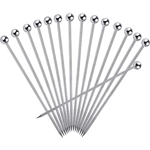 15PCS Cocktail Picks for Drinks Stainless Steel Cocktail Toothpicks Reusable Cocktail Skewers Garnish Picks Bloody Mary Skewers Metal Martini Picks for Olives Appetizers Fruit (43 Inches)