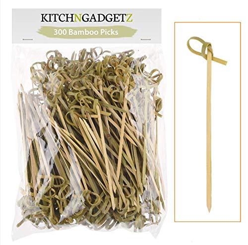 Bamboo Cocktail Picks  300 Pack  41 inch  With Looped Knot  Great for Cocktail Party or Barbeque Snacks Club Sandwiches etc  Natural Bamboo  Keeps Ingredients Pinned Together  Stylish