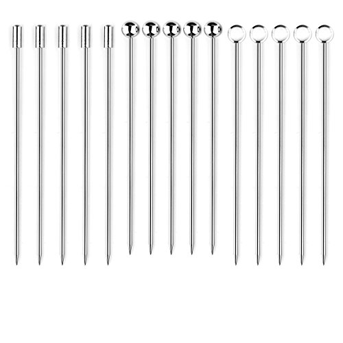 IMART Stainless Steel Cocktail Picks Martini Picks Set (Pack of 15)