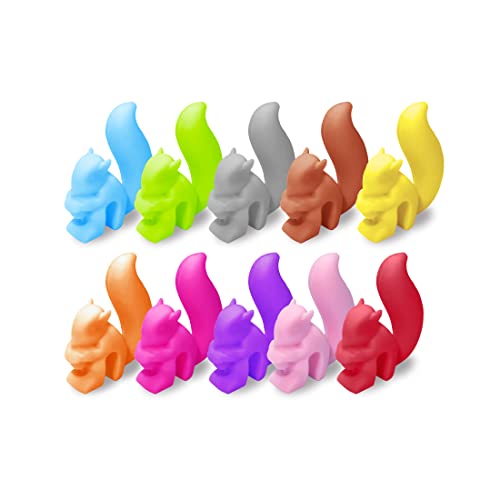 10Pcs Drink Markers Squirrel Silicone Wine Charms AssortedSilicone Glass Markers for Bar Party Tea Bags Holders Cup Mug Tea Bag Coasters Martinis Cocktail Champagne Stem Glasses