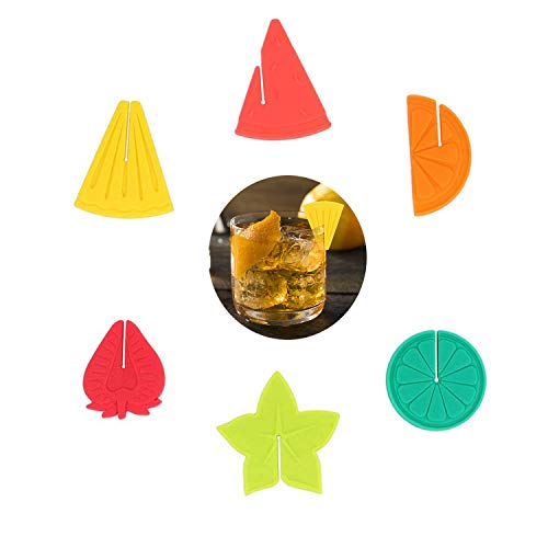 ELANE 6Pcs Glass Markers Fruit Shapes Silicone Drink Markers Glass Cup Marker for BarChristmasBirthdayParty Decoration
