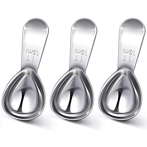 3 Pieces Coffee Scoop Stainless Steel Coffee Scoops Short Handle Tablespoon Measuring Spoons for Coffee Tea Sugar (Silver 15 ml)