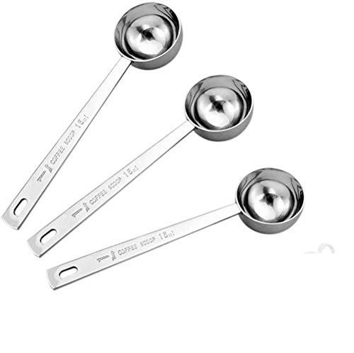 Jasni Stainless Steel 1 Tablespoon Measuring Coffee Scoop Spoon Set of 3
