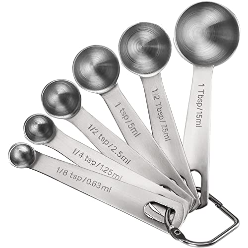 Measuring Spoons Premium Heavy Duty 188 Stainless Steel Measuring Spoons Cups Set Small Tablespoon with Metric and US Measurements  Set of 6 for Gift Measuring Dry and Liquid Ingredients