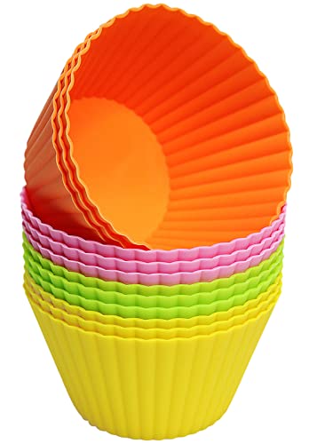 Extra Large Silicone Cupcake Baking Cups 12 Pack  354 Inch Nonstick Cupcake and Muffin Liners Reusable Jumbo Silicone Baking Cups Easy to Clean Perfect for Cupcake Muffin Mousse