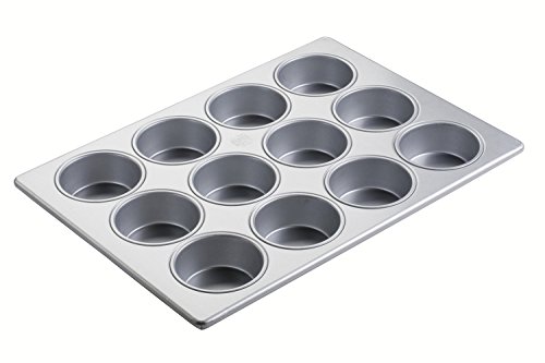 Focus Foodservice Commercial Bakeware Jumbo Muffin Pan with 12 Cups Each 338Inch Top Inside x 112Inch Vertical Depth