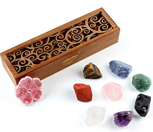 vuUUuv Chakra Stones Set Natural Rough Raw Stone Reiki Healing Crystals for Healing Meditation Chakra Balance or Ritual（ Rough8 pcs）