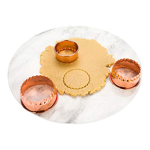 Pastry Tek DoubleSided Cookie Cutter 3Piece Round Cookie Cutter Set  Fluted and Plain Edges HeavyDuty CopperPlated Metal Biscuit Cutter For Creating Different Sized Cookies  Restaurantware