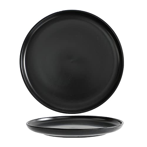 AIYoo Dinner Plates Set of 2 Ceramic Round Dessert Salad Plates  Microwave Oven and Dishwasher Safe Restaurant Kitchen Porcelain Serving Dishes Dinner Plates  6 Inch Black