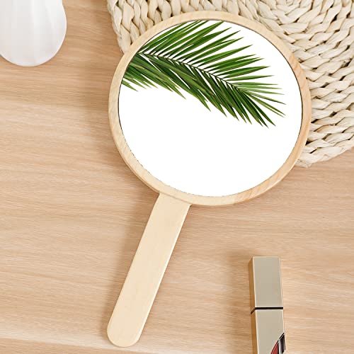 Hand Mirror Travel Makeup Handheld Mirror with Handle 6 Inch Wooden Portable Cosmetic Mirror Dressing Table Mirror Round Hand Held Mirror