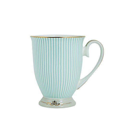 ENJOHOS Royal Vintage Porcelain Bone China Coffee Mug  Tea Cup Gift Ideas (Royal Blue Stripe)