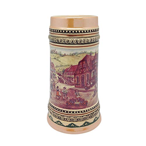 Ceramic Beer Stein with German Village Dancers 45170ml