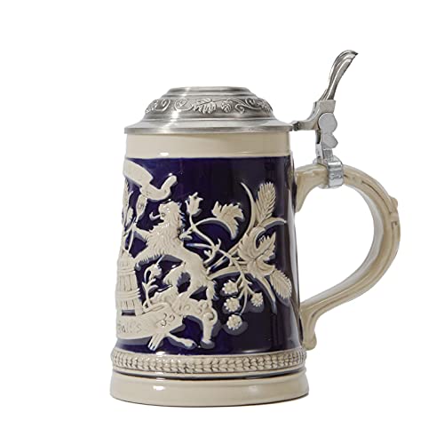 HAUCOZE Beer Stein Mug German Bavarian Drinking Stanley Drinking Mug with Lid for Man 06Liter