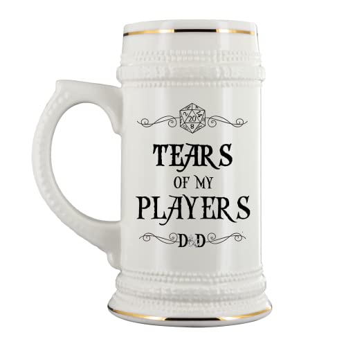 Tears of My Players Dungeons and Dragons Beer Mug for Boyfriend Dungeon Master DD Dnd DM Fans Funny 22 Oz Ceramic Stein for Men