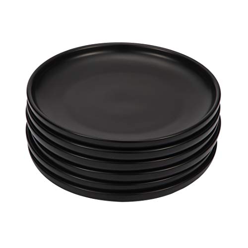 BonNoces 6 Inches Small Appetizer Plates Matte Porcelain Elegant Mini Size Round Serving Plates for Dessert Salad Snacks Set of 6 (Black)