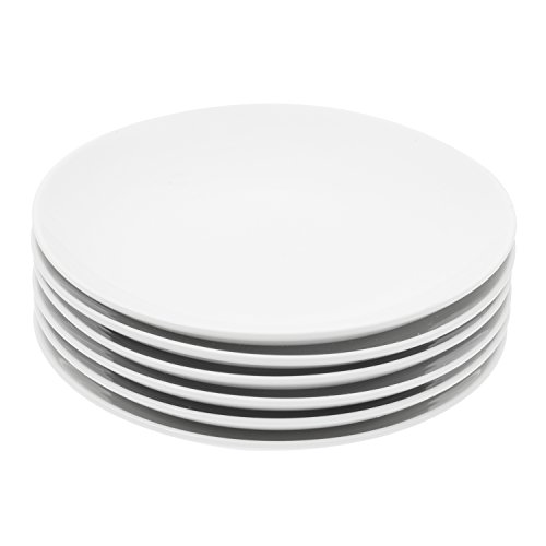Miicol Durable Porcelain 6Piece Dessert Plate Set Elegant White Serving Plates (6inch dessert plates)
