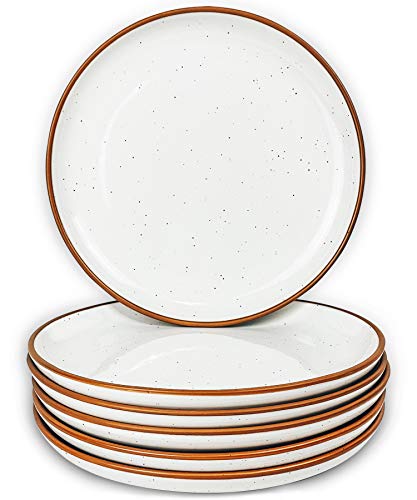 Mora Ceramic Plates Set 78 in  Set of 6  The Dessert Salad Appetizer Small Dinner Plate etc Microwave Oven and Dishwasher Safe Scratch Resistant Kitchen Porcelain Dish  Vanilla White
