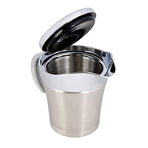304 Stainless Steel Double Insulated Gravy Boat with Hinged Lid 16 OZ Thermal Insulated Double Wall Sauce Gravy Boat Serveware Beverage Serveware Kitchen Pot Serving Jug (S 450ml)