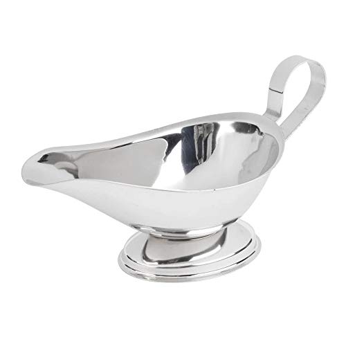 5 oz Stainless Steel Gravy Boat Saucier with Ergonomic Handle and Big Dripless Lip Spout Commercial Quality Sauce Boat