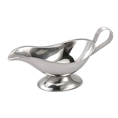 Gravy Boat Kitchen Dish Commercial Dripless Lip Sauce Restaurant Hotel Ergonomic Handle Spice Stainless Steel Salt Flavor Vinegar(5oz)