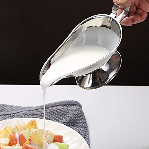 HUOFU Stainless Steel Gravy Boat Juice Bucket Dish Roasting Sauce Dish Salad Dressing Server Pourer Ketchup Container Seasoning Cup Sauce Boat(3 oz)