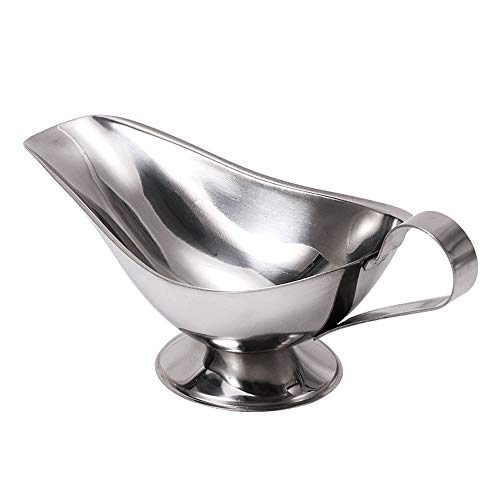 KUAXIE Stainless Steel Gravy Boat Gravy Sauce Juice Bucket Dish Gravy Sauce Roasting Sauce Dish Seasoning Dishes Dipping Bowl(8 ozSilver)