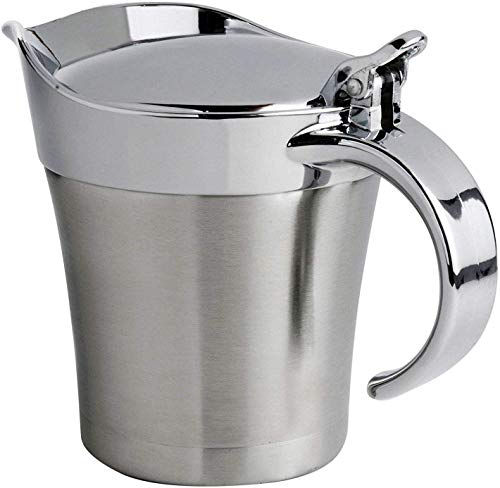 Stainless Steel Double Insulated Gravy BoatSauce Jug  with Hinged Lid16Oz