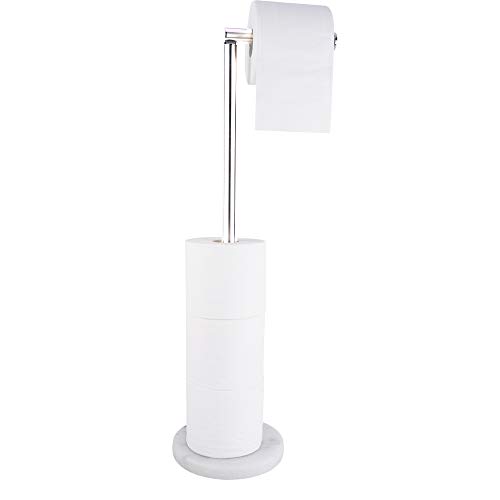 Free Standing Toilet Paper Holder Stand Tissue Roll Holder with Heavy Marble Base SUS304 Stainless Steel  Polished Chrome
