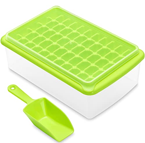 ARTLEO Ice Cube Tray with Lid and Bin for Freezer Easy Release 55 Nugget Ice Tray with Cover Storage Container Scoop Perfect Small Ice Cube Maker Tray  Mold Flexable Durable Plastic BPA Free