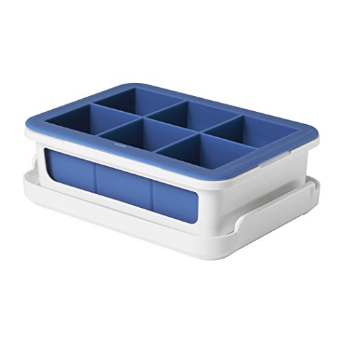 OXO Good Grips Silicone Stackable Ice Cube Tray with Lid  Large CubeDark Blue