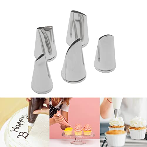 5 pcs Petal Piping Nozzles Cake Decorating Cream Tips Rose Flower Stainless Steel Icing Nozzle Pastry DIY Decorating Tools for Cupcakes Cookies West Point Dessert (Silver)