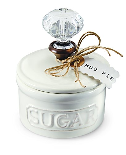 Mud Pie Door Knob Sugar Bowl White 585H X 67L X 635W