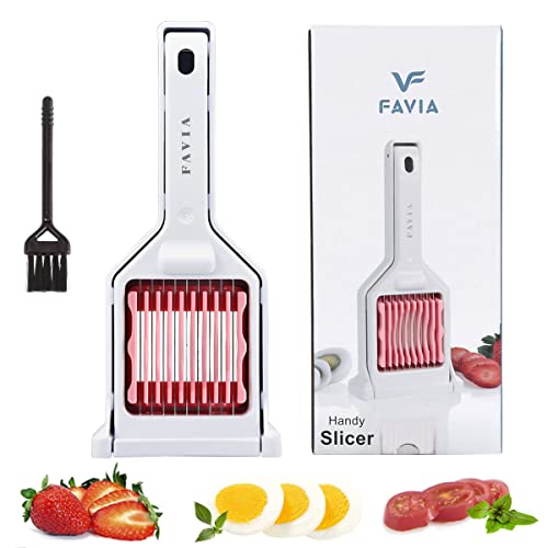 FAVIA Egg Slicer for Hard Boiled Eggs Mushroom Strawberry Cherry Tomato Kiwi Fruit with 9 Stainless Steel Blades Multipurpose Handy Kitchen Gadgets BPA Free Dishwasher Safe (Pink)