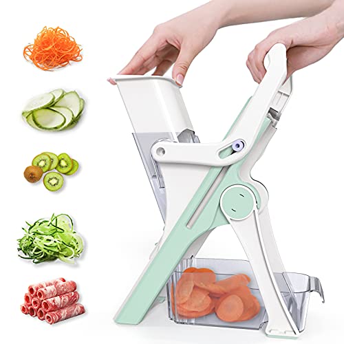 Mandoline Slicer for Kitchen Safe Vegetable Slicer CutterJulienne Multi Blade Vegetable Chopper with ContainerAdjustable ThicknessMulti Purpose Potato Chip Slicer for Meat And Fruits