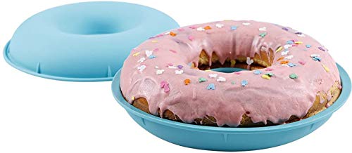 Webake Jumbo Silicone Donut Cake Pan NonStick Bagel Cake Mold 10 inch Set of 2 Halves Baking Molds