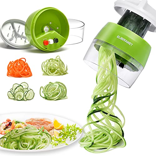Handheld Spiralizer Vegetable Slicer 4 in 1 Heavy Duty Veggie Spiral Cutter  Zoodle Pasta Spaghetti Maker