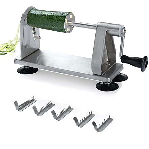 Homarden 5 Blade Stainless Steel Vegetable Spiralizer  Industrial Quality Vegetable Slicer for Fresh Zucchini and Fresh Onions  Salad Chopper Potato Cutter Noodle Maker Spaghetti Squash