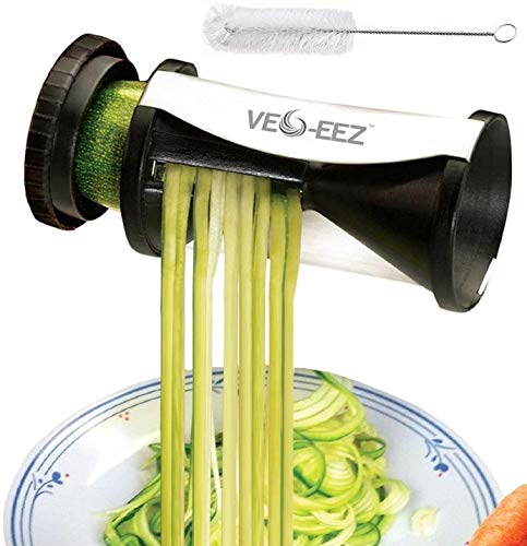 Spiral Vegetable Slicer  Hand Held with Cleaning Brush  Our Veggie Spiralizer Is a Great Kitchen Tool As a Carrot or Zucchini Pasta Noodle Maker with Its Durable and Easy to Clean Stainless Steel Blades  Protect Your Investment with Our 100 Guarantee