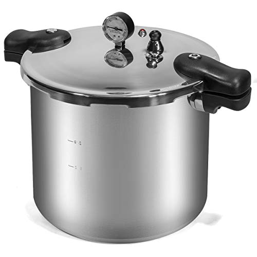 Barton Pressure Canner 22Quart Capacity Pressure Cooker Builtin Pressure Gauge with (1) Rack Aluminum Polished