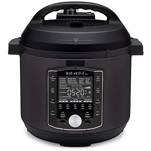 Instant Pot Pro 10in1 Pressure Cooker Slow Cooker RiceGrain Cooker Steamer Sauté Sous Vide Yogurt Maker Sterilizer and Warmer Includes App With Over 800 Recipes Black 6 Quart