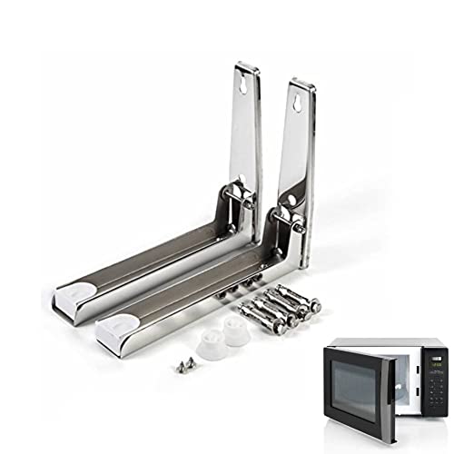 Universal Stainless Steel Microwave Oven Wall Mounting Brackets Shelf Wall BracketAdjustable Folding Sturdy Rack Shelffor Home Kitchen Accessories