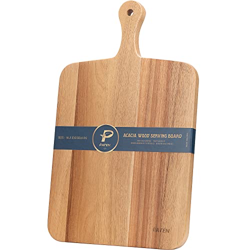 Paten Cutting Board Wood Acacia Serving BoardWooden Kitchen Chopping Board for Meat Cheese Bread Vegetables Fruits Kitchen Butcher Block 165x10 inch